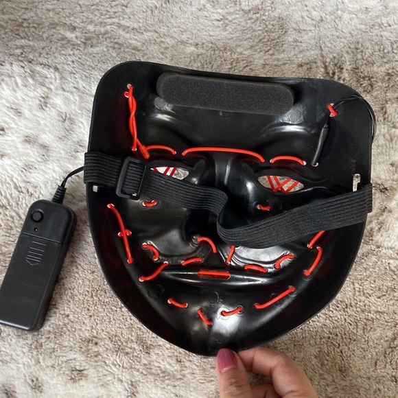 NWT! The Purge mask black red orange LED light up Halloween costume party horror - Picture 6 of 9